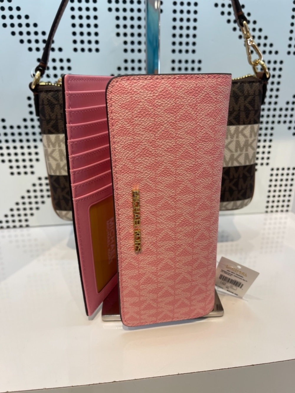 MICHAEL KORS Jet Set Large Signature Logo Tri-Fold Wallet Trifold Carnation Mul - Picture 15 of 16